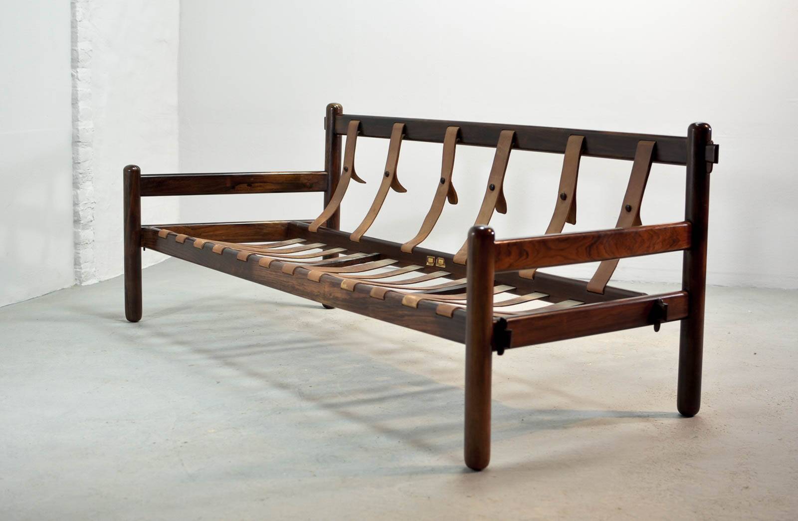 Jean Gillon Brazilian Jacarandá Wooden 3-Seat Sofa for Woodart, Brazil, 60s