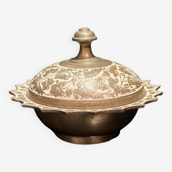 Metal lidded pot made in India