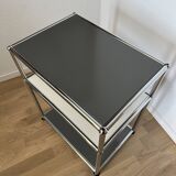 USM Haller Side Table in Pure White & Medium Grey