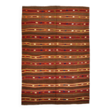 5x7 Soft Brown & Red Mid Century Moderin Turkish Kilim Rug, 153x220