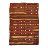 5x7 Soft Brown & Red Mid Century Moderin Turkish Kilim Rug, 153x220