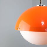 Space Age Italian Orange Plexiglass Pendant Lamp, 1970s