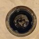 Small vintage ashtray in black ceramic with gold decoration in Greek style.