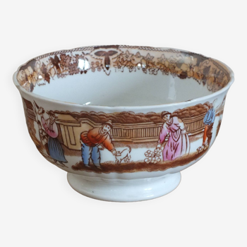 Old large bowl with Japanese decor
