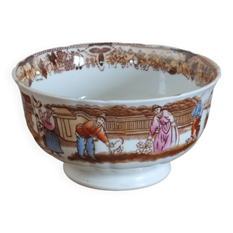 Old large bowl with Japanese decor