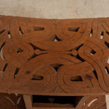 Pair of oriental stools in openwork carved wood