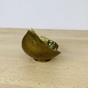 Golden brass leaf candlestick, organic style, vintage