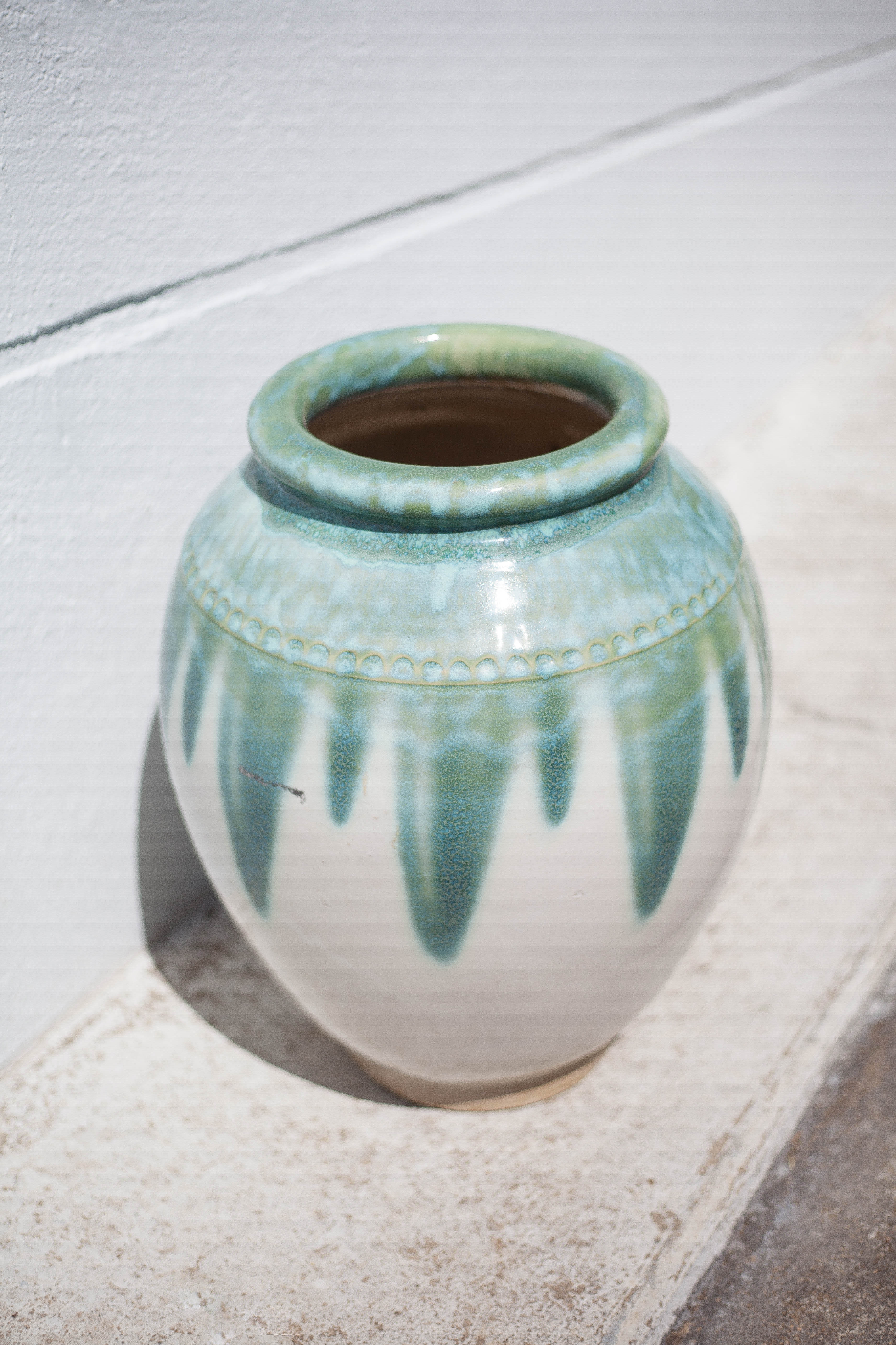 Ceramic pot, jar, glazed planter, vintage pot cover, decoration