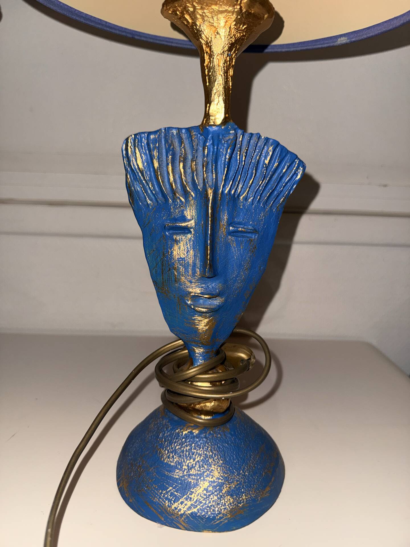 Pair of Lamps Pierre Cazenove - Anthropomorphic Mask Sculpture Bron