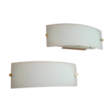 Postmodern glass and metal wall lights, set of 2