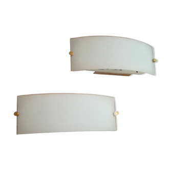 Postmodern glass and metal wall lights, set of 2