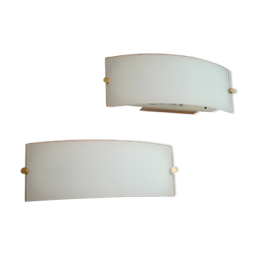 Postmodern glass and metal wall lights, set of 2