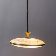 Lampe à suspension circulaire en verre ottone anni '50 vintage