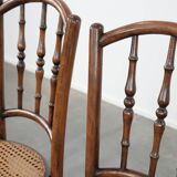 Set of 4 vintage bistro chairs Jacob & Josef Kohn Wien with a wicker seat