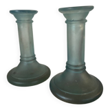 vintage frosted blue azure glass candle holders – Scandinavian Style