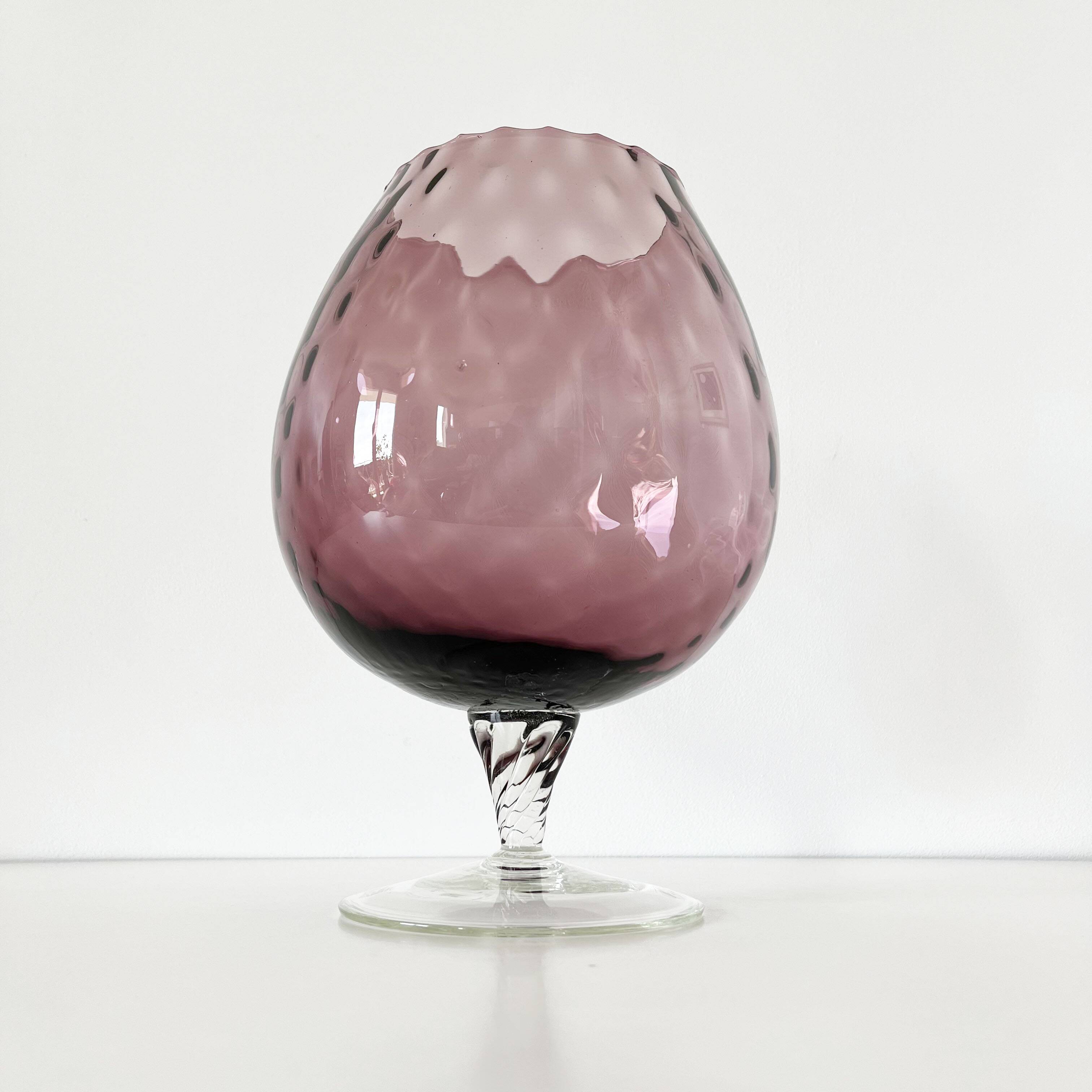 Purple Italian blown glass vase Empoli 1960