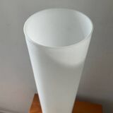 Vintage lamp in opaline and brushed aluminum