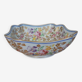 Saladier ou legumier en porcelaine limoges ribes dorure ancien