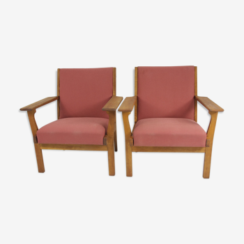 Paire fauteuils GE - 265 par Wegner Hans pour Getama 1950