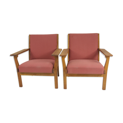Paire fauteuils GE - 265 par Wegner Hans pour Getama 1950