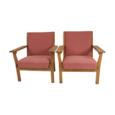 Paire fauteuils GE - 265 par Wegner Hans pour Getama 1950