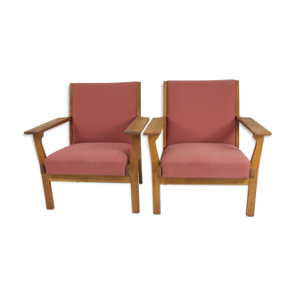 Paire fauteuils GE - 265 par Wegner Hans pour Getama 1950