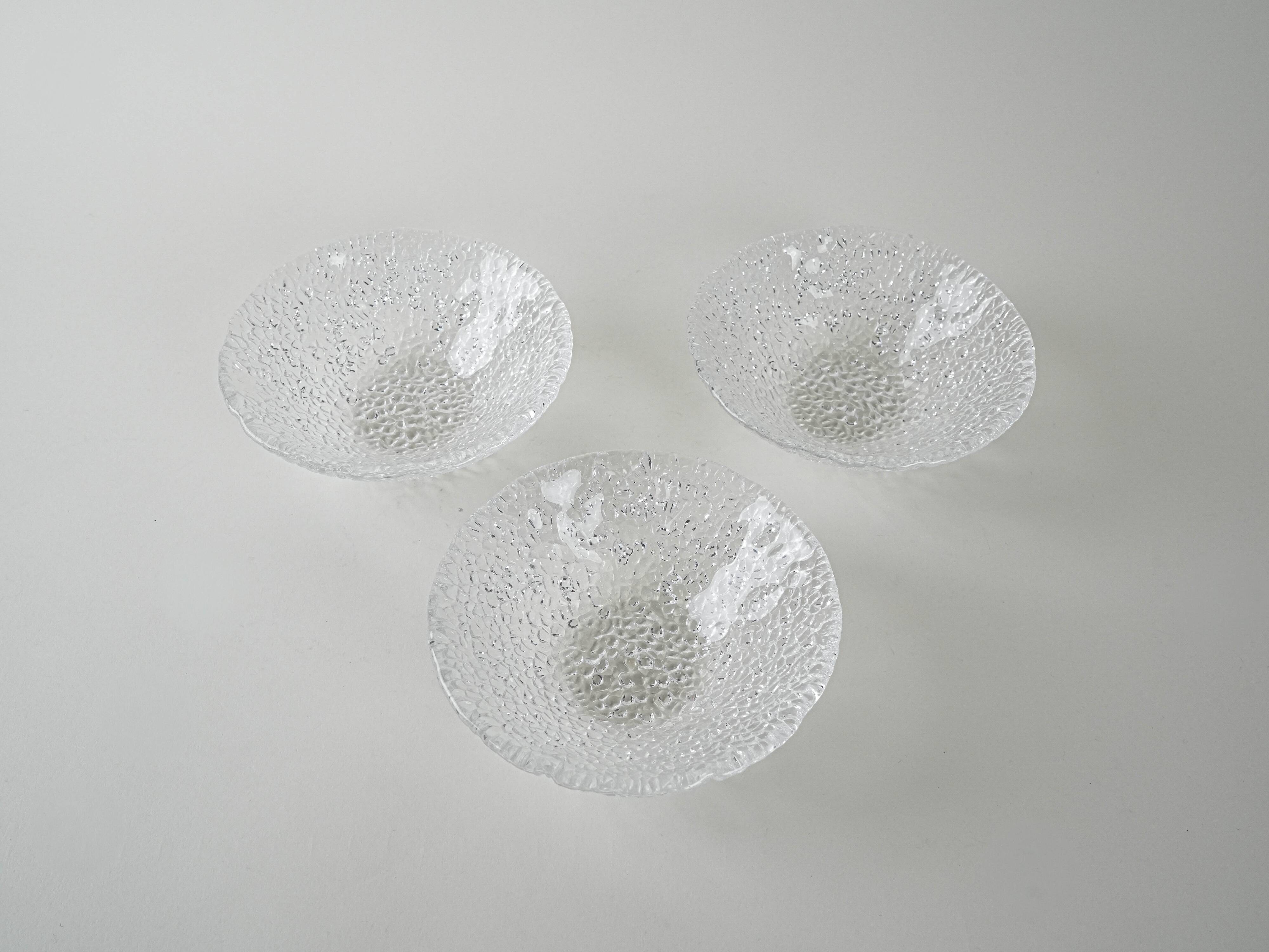 Set of glass bowls, Italian design, 1970s, production: Italy