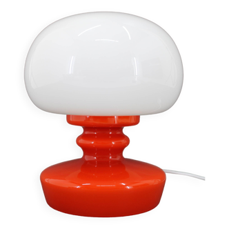 Lampe de table champignon en verre opalin Stepan Tabery des années 1970, Tchécoslovaquie