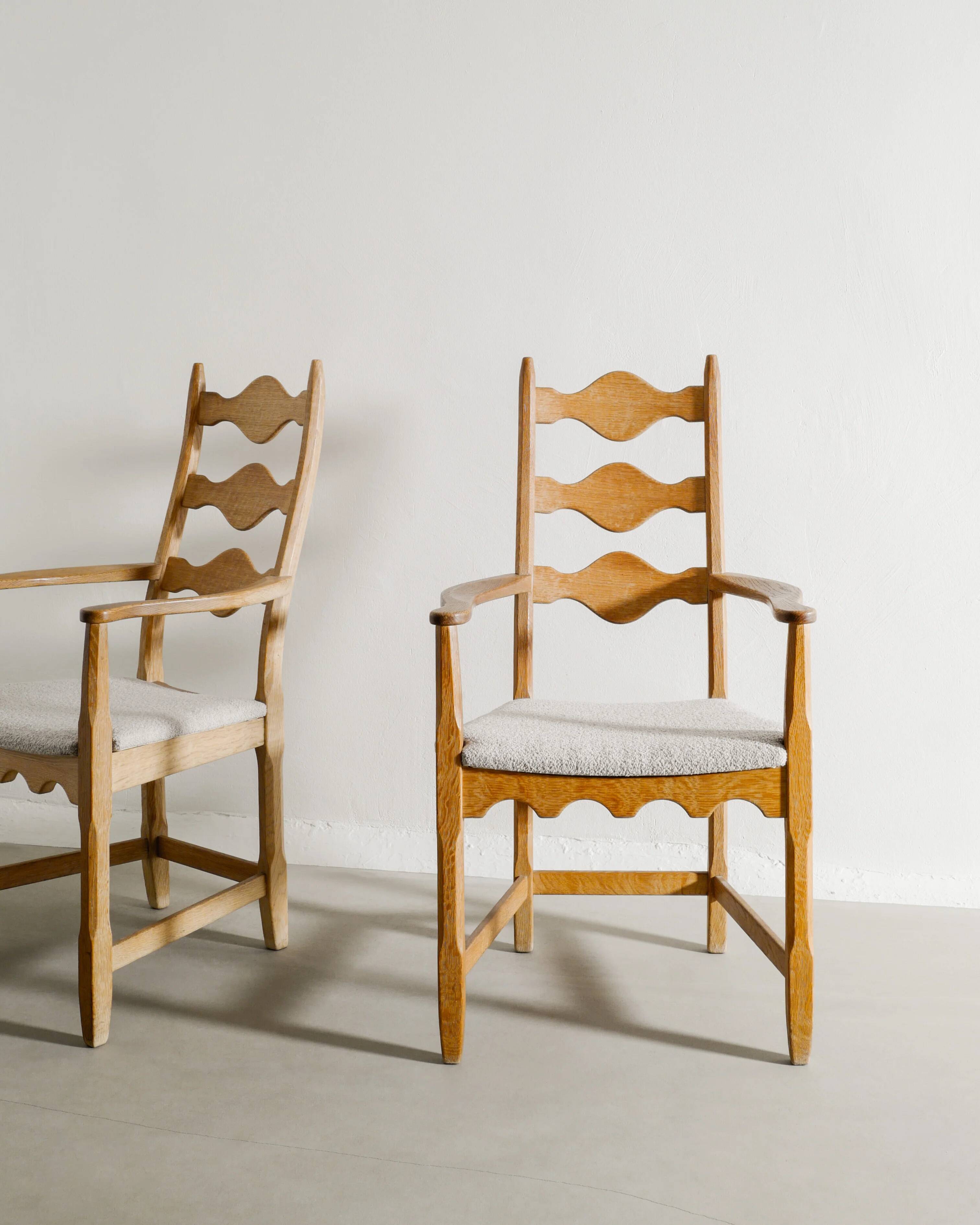 Vintage Danish Sculptural Wooden Armchairs by Henning Kjaernulf, 1950s