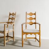 Vintage Danish Sculptural Wooden Armchairs by Henning Kjaernulf, 1950s
