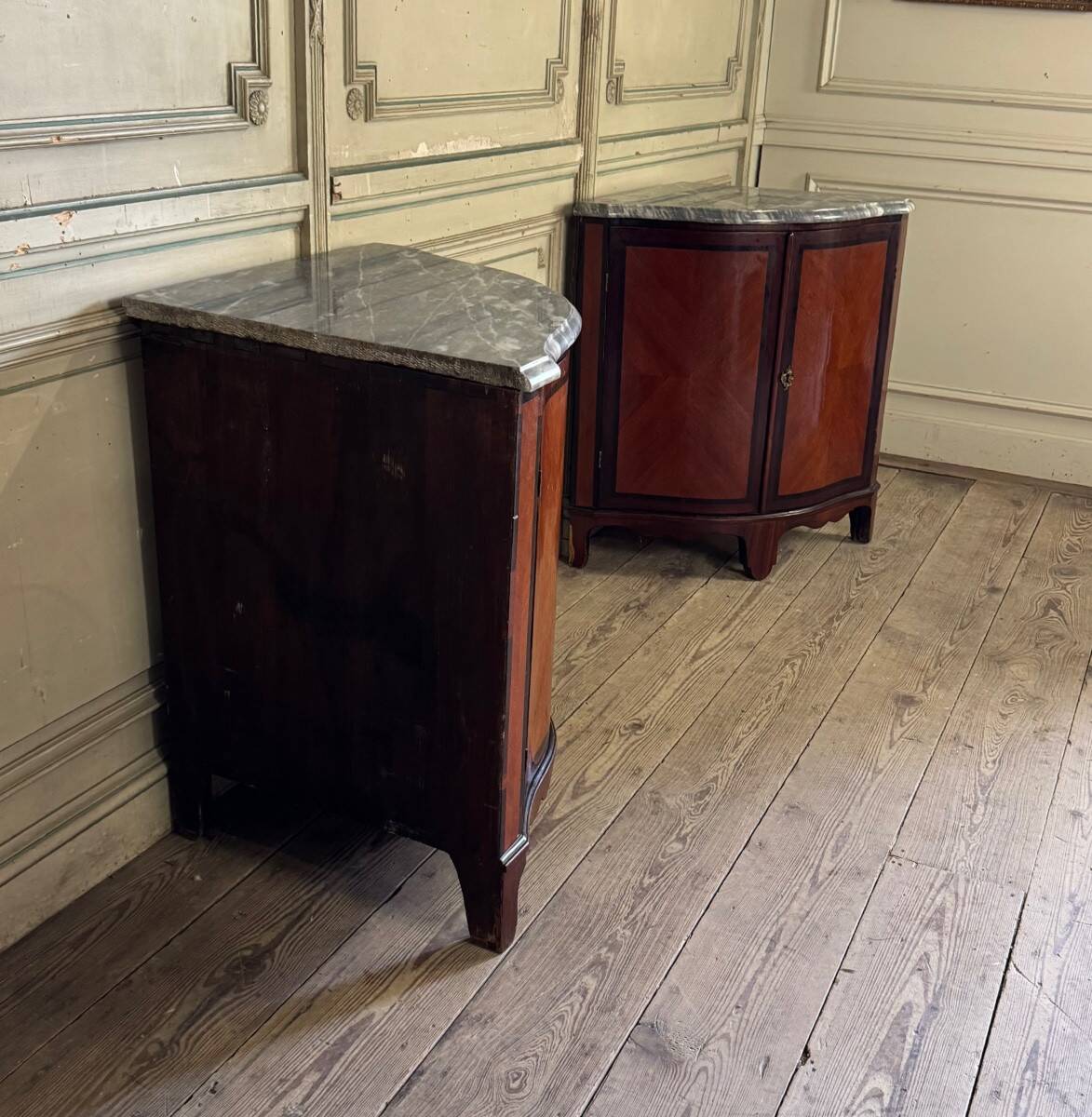 Pair of Console Tables, Mahogany and Rosewood Veneer, Blue Turquin Marble, X
