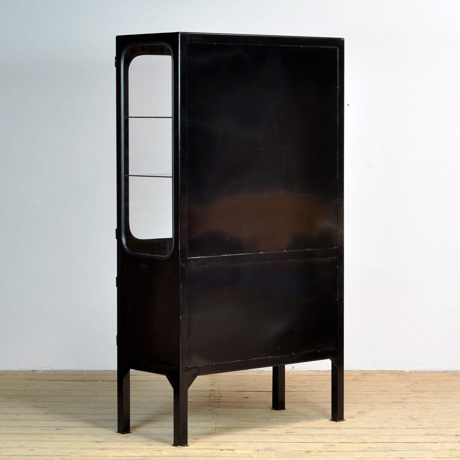 Vintage Glass & Iron Medical Cabinet, 1970s