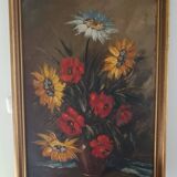 Oil on canvas still life with flowers signed soriano