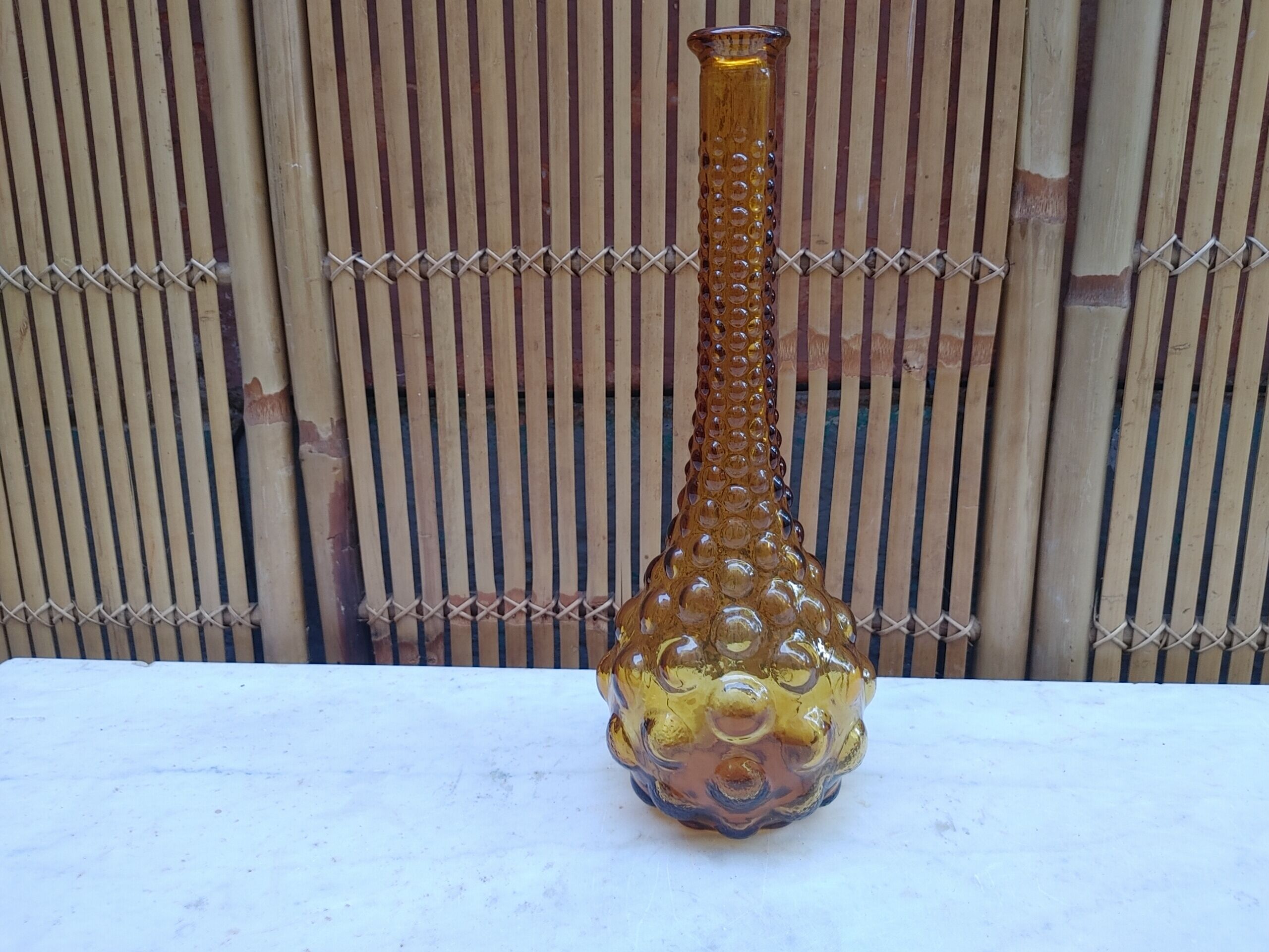 Amber soliflore vase, vintage from the 70's - H 34 cm