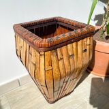 Porte parapluies vintage en rotin style colonial 1930 - Cache pot vintage en rotin