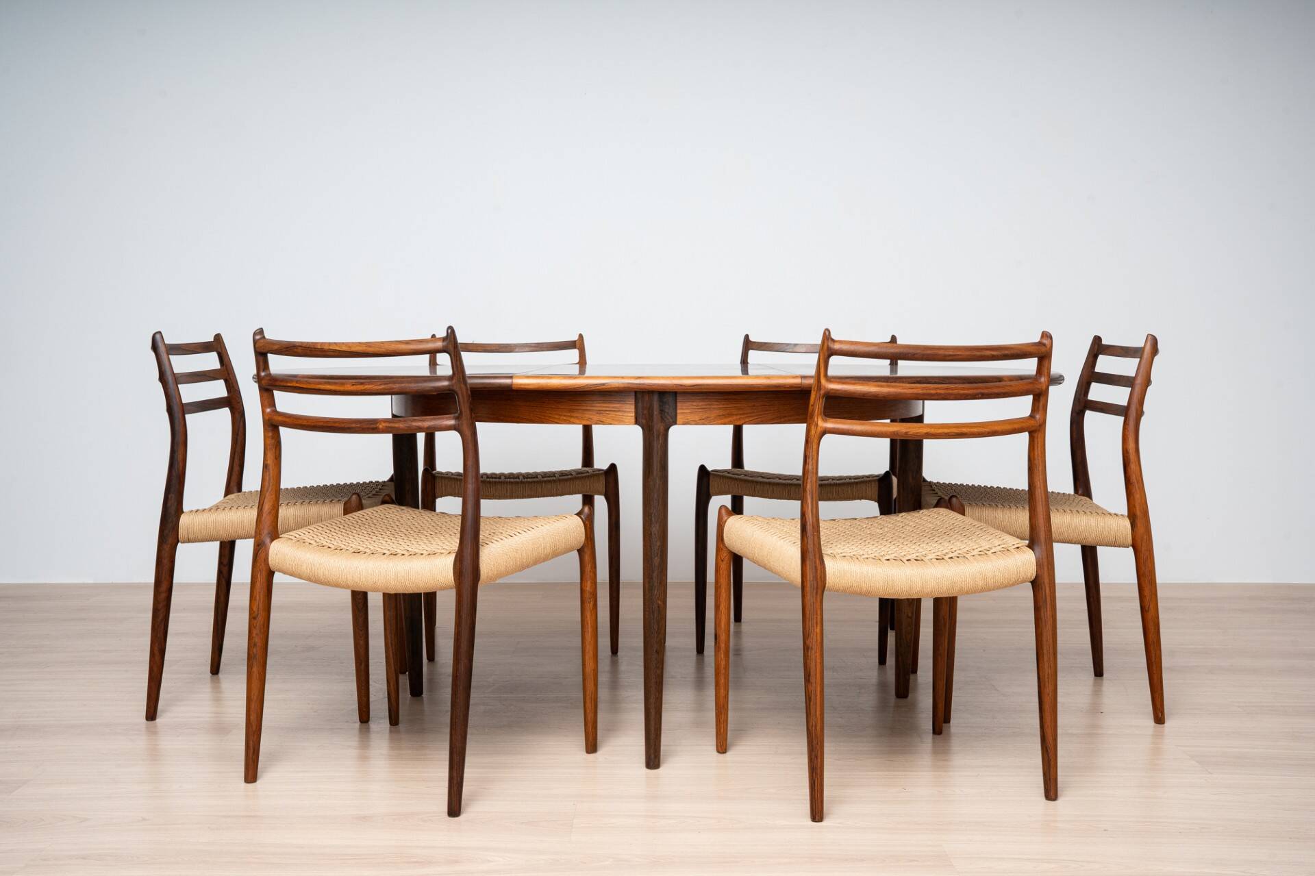 Niels Otto Møller Model 15 Dining Table with Six Model 78 Chairs, J.L. Møll