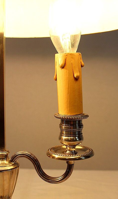 Bouillotte lamp in silver metal, empire style - early twentieth century