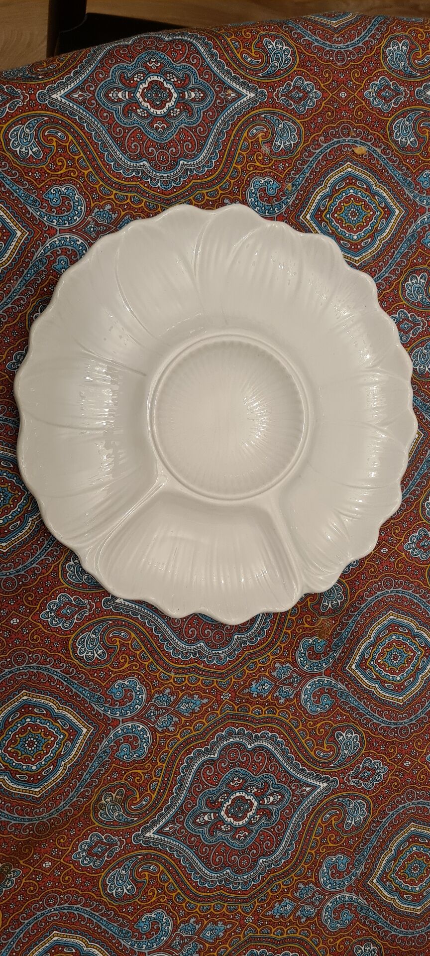 Set of 6 White Ceramic Compartment Plates – Italy, Vi