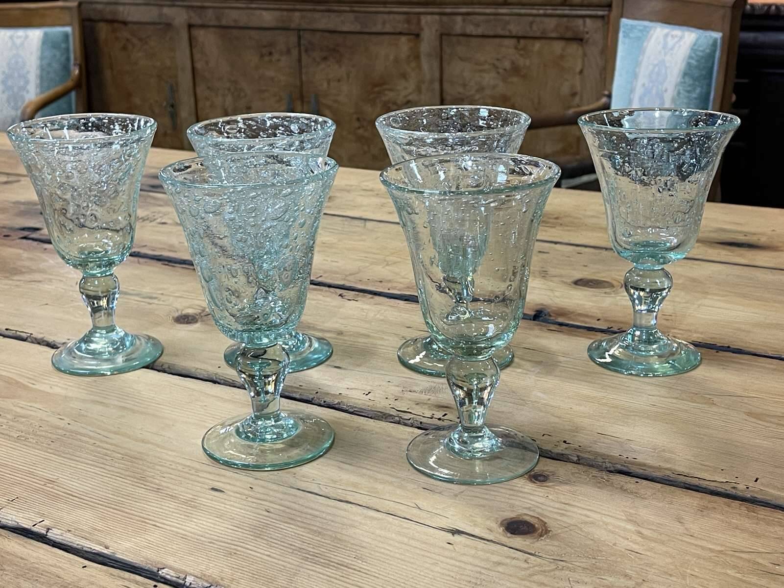 Set of 6 blown glass stemmed glasses - BIOT