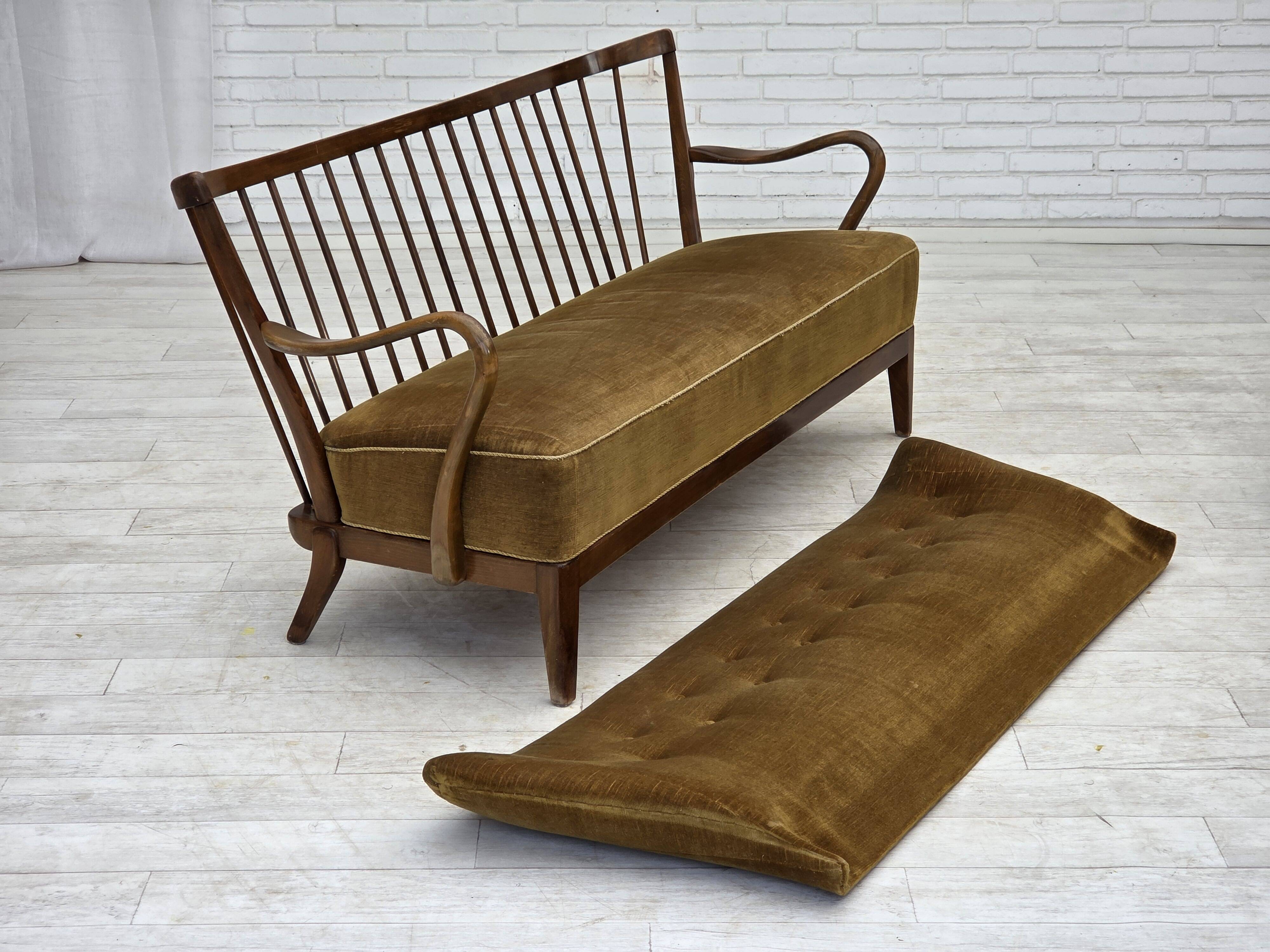 1960s, Danish design by Alfred Christensen, 2-seater sofa, furniture velour