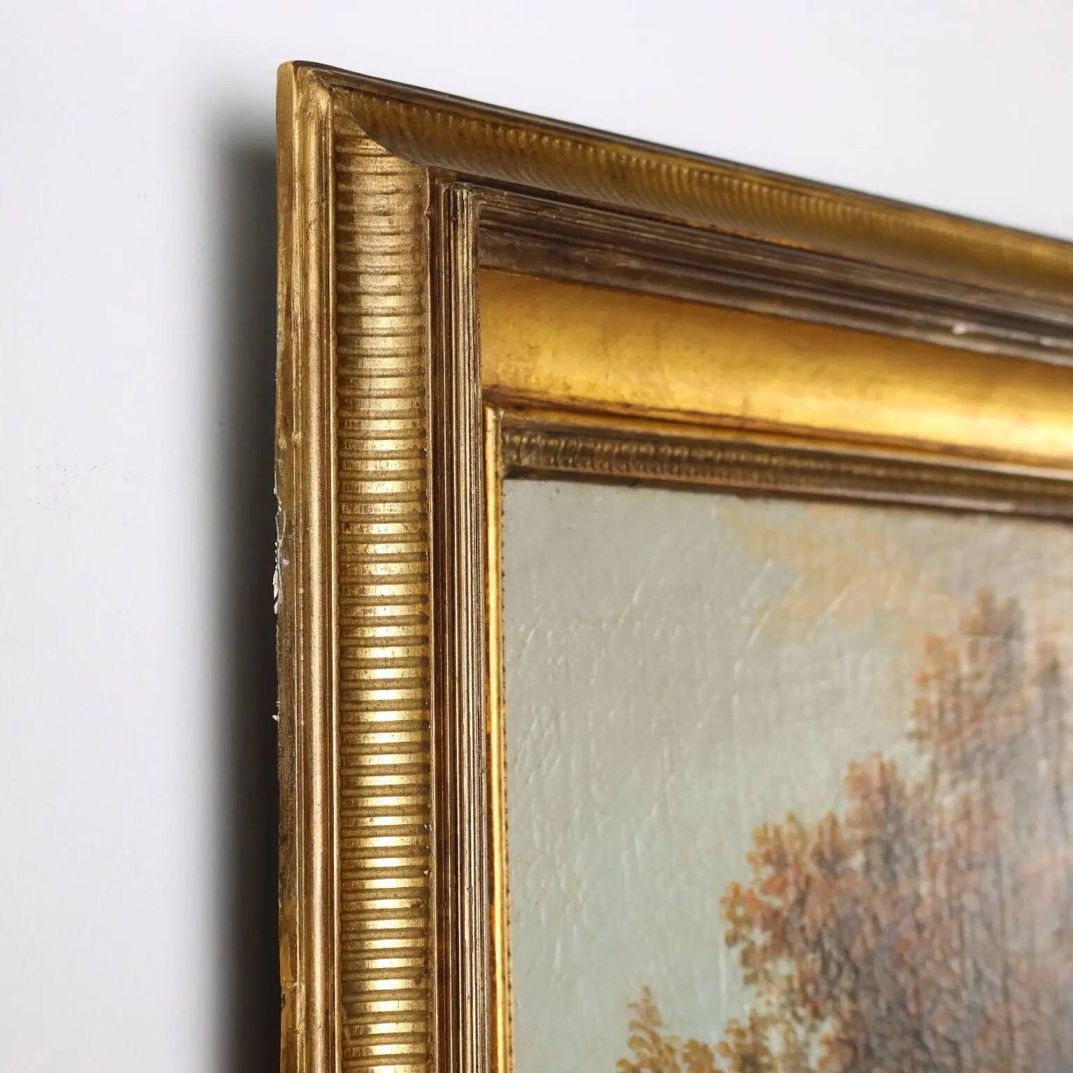 Old painting signed by Christian Georg Schütz I, landscape from the 1700s.