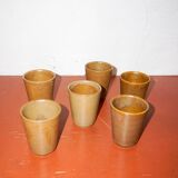 Tasses à café en grès brun moderne du milieu du siècle avec glaçure blanche