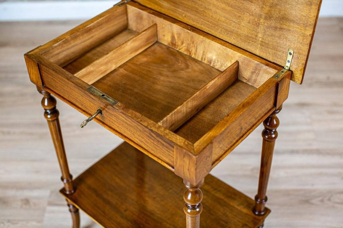 Antique Sewing Table with Inlaid Top, 1890s