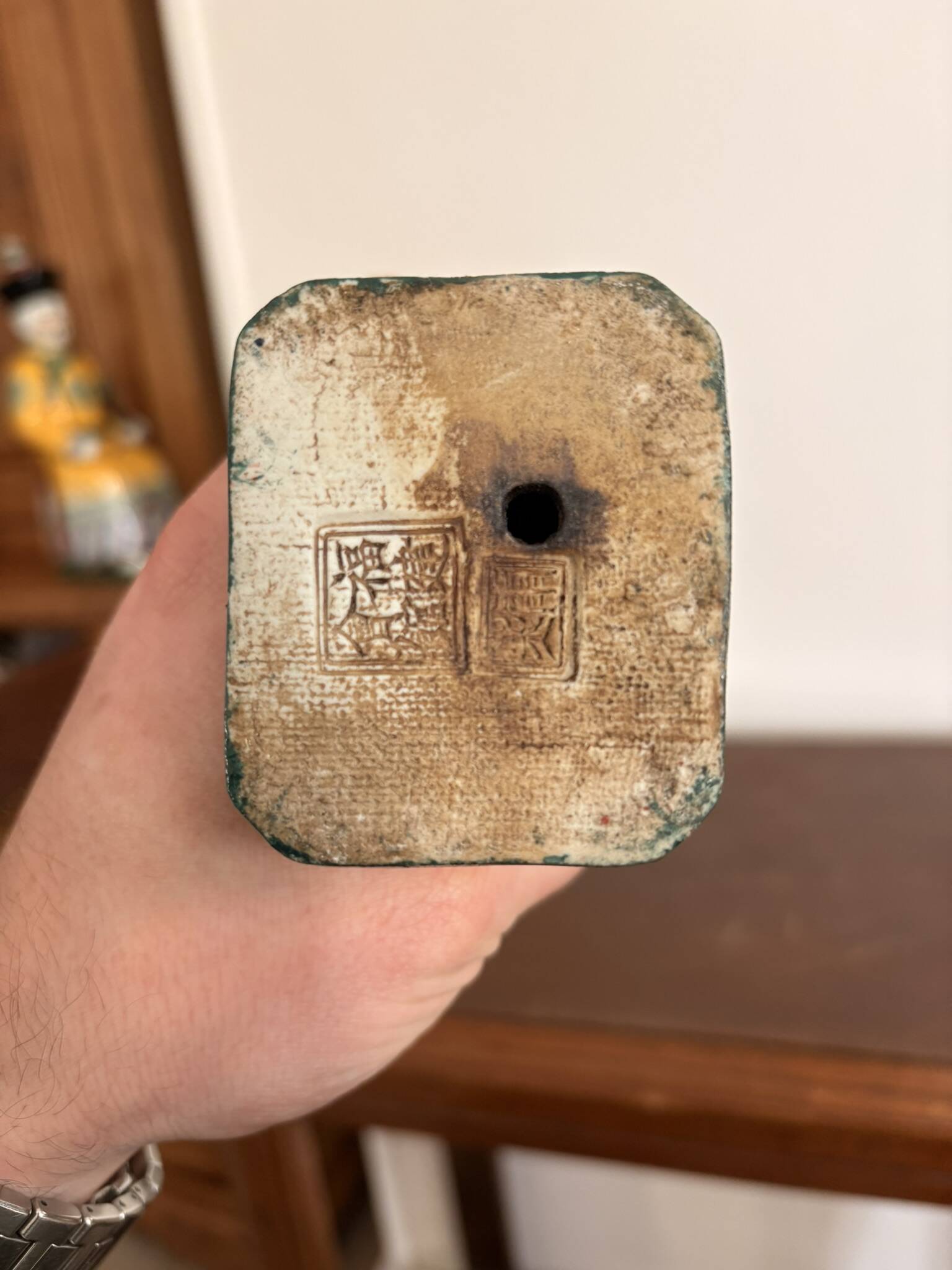 Chinese Porcelain Sculpture of a Manchu Mandarin Qing Pipe Smoker