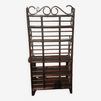 Large curved wooden rattan shelf