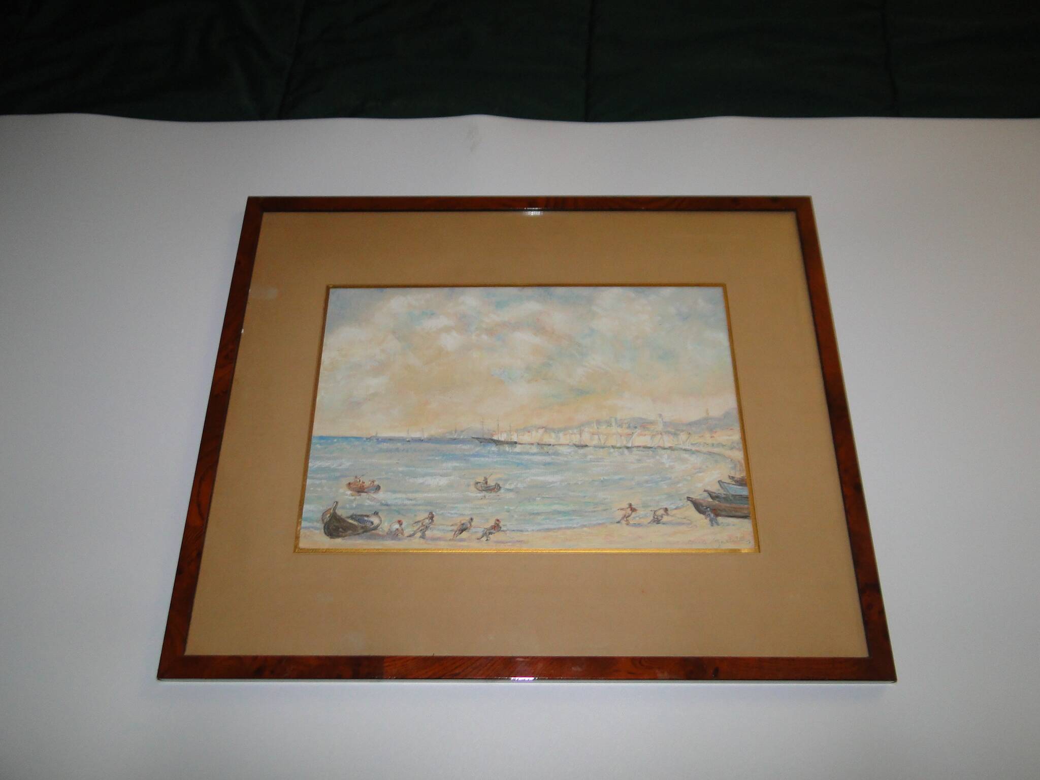 Pastel Michel Gastaldi view of Cannes the fishermen