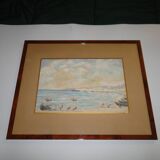 Pastel Michel Gastaldi vue de Cannes les pêcheurs