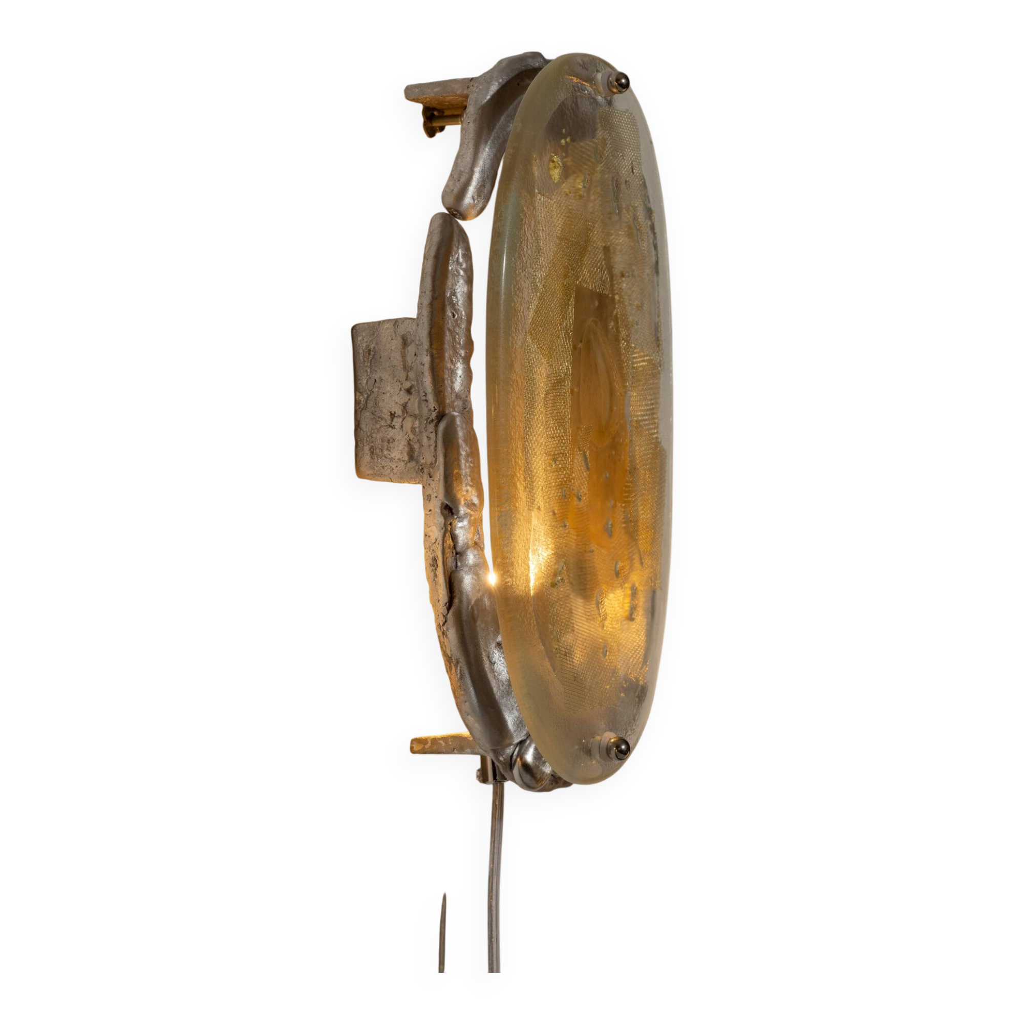 Oval wall light in glass, brass and aluminum No.11