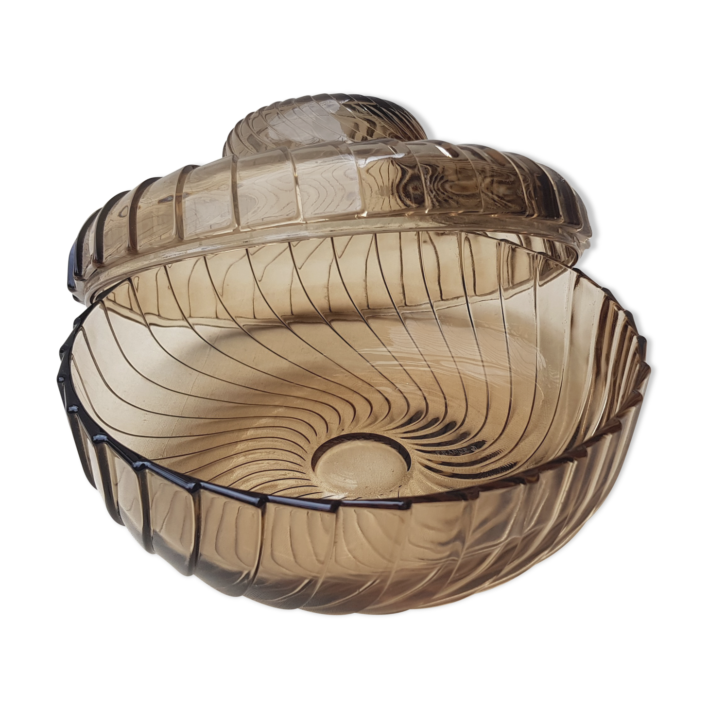 Empty amber glass pocket with lid