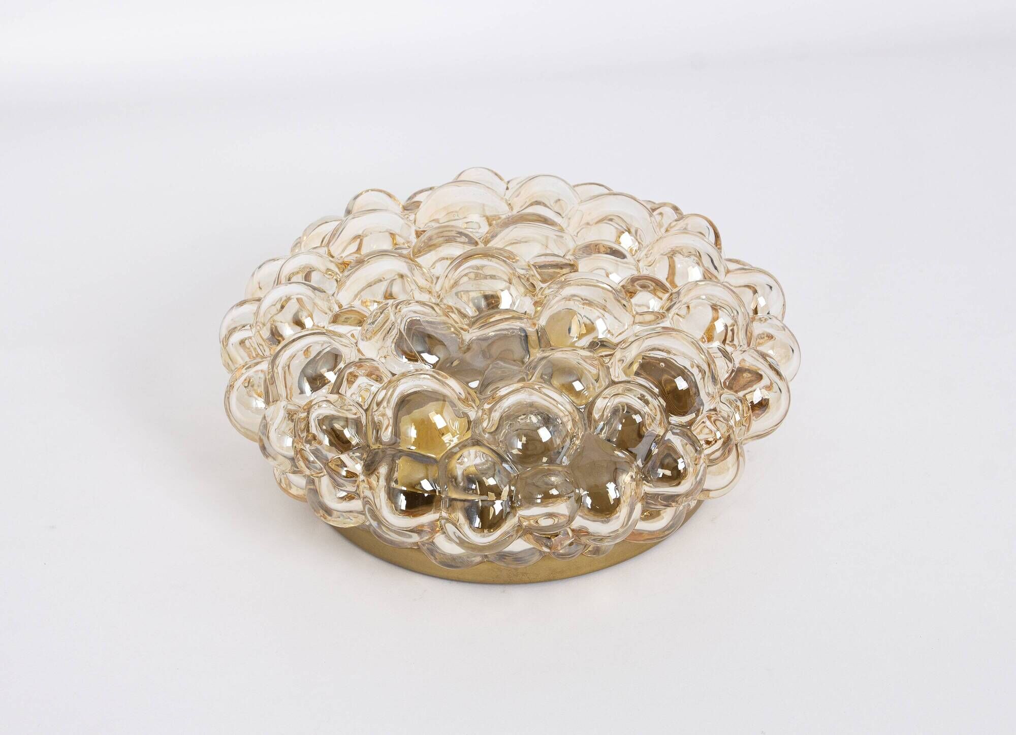 1 of 3 Large Amber Bubble Glass Sconce by Helena Tynell, Limburg, Germany